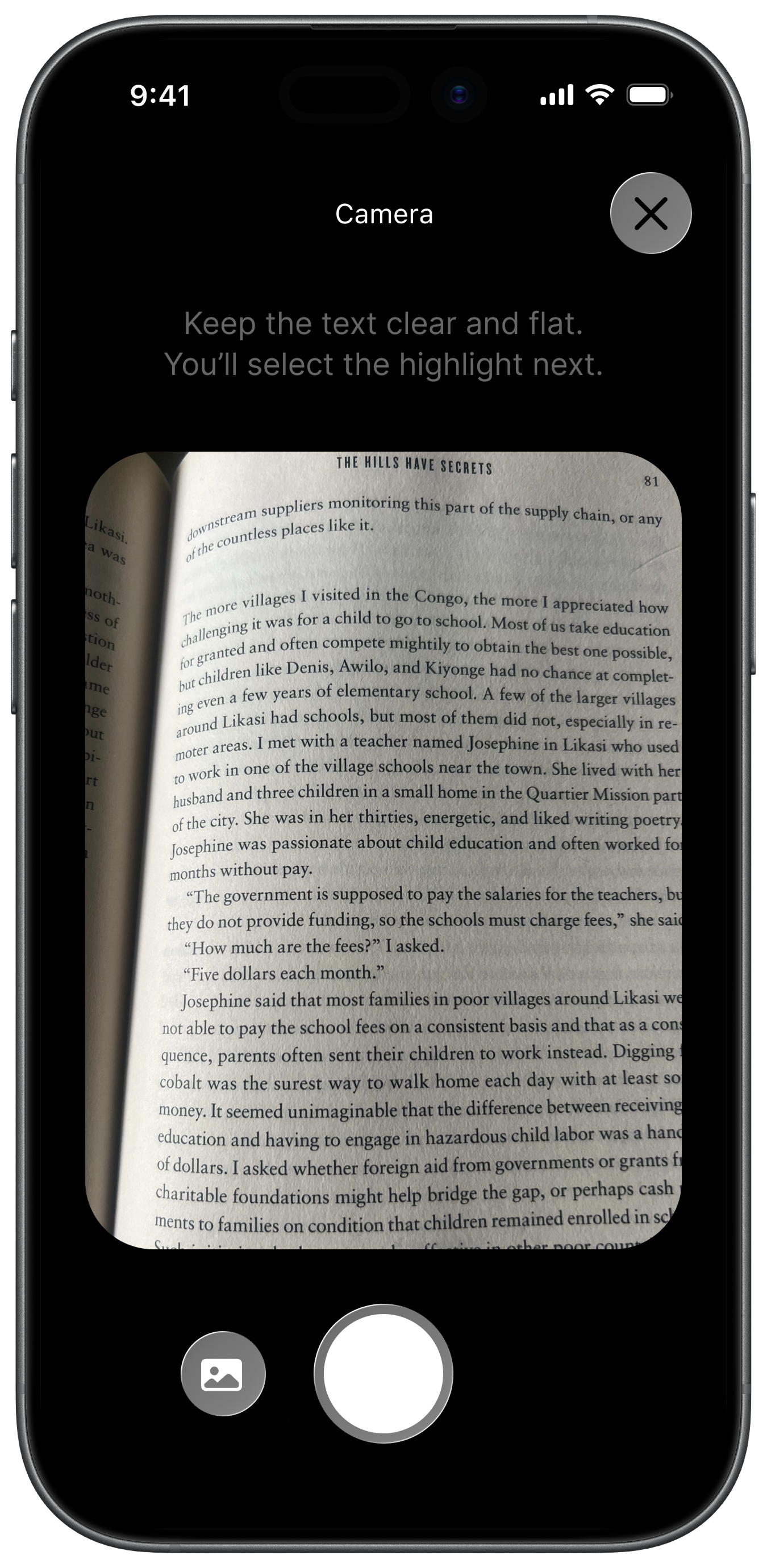 Rememberly app scanning a page